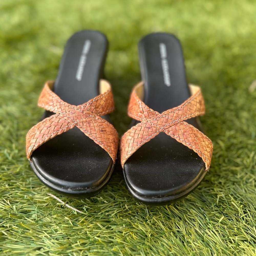 Athena Alexander Tan Criscross sandals, size 5